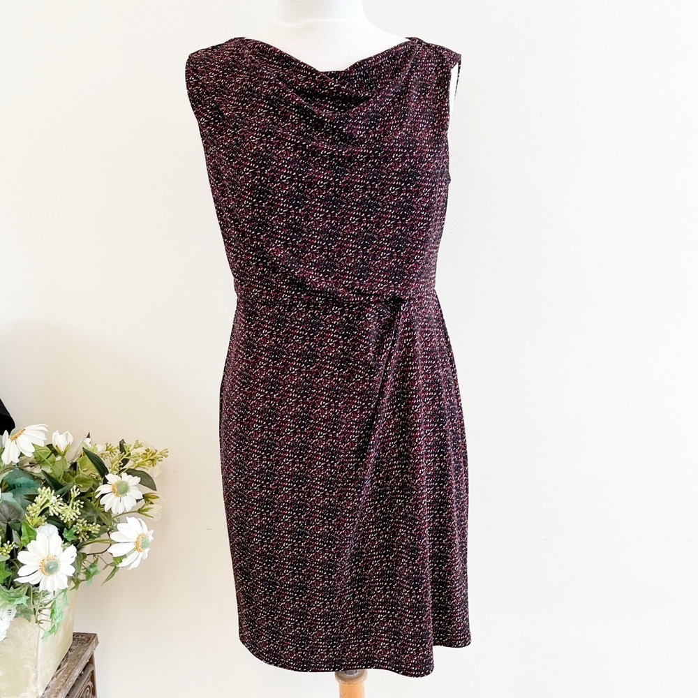 Ann Taylor Drape Neck Print Sleeveless Dress Petite Size 10 - Picture 3 of 9